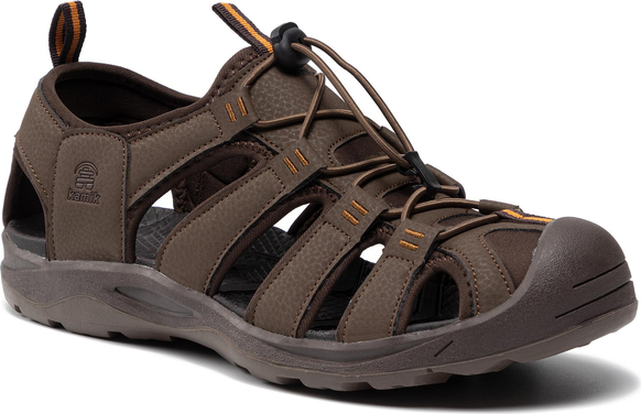 Brązowe buty letnie męskie Kamik sznurowane ze skóry ekologicznej