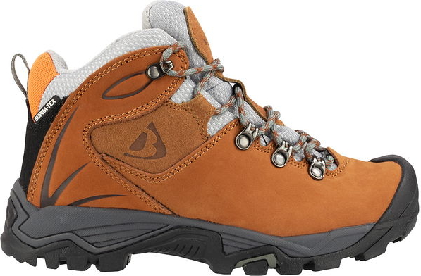 Brązowe buty trekkingowe Bergson z płaską podeszwą sznurowane