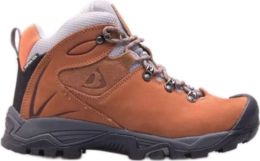 Brązowe buty trekkingowe Bergson z płaską podeszwą sznurowane