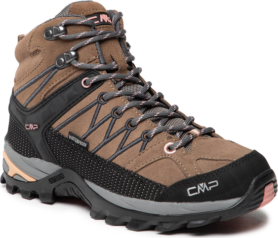 Brązowe buty trekkingowe CMP sznurowane z płaską podeszwą