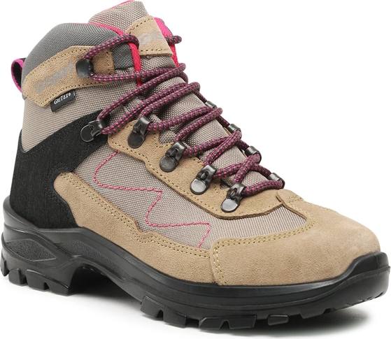 Brązowe buty trekkingowe Grisport z płaską podeszwą