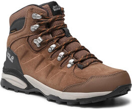 Brązowe buty trekkingowe Jack Wolfskin z płaską podeszwą