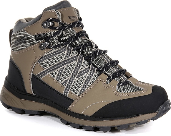 Brązowe buty trekkingowe Regatta z płaską podeszwą sznurowane
