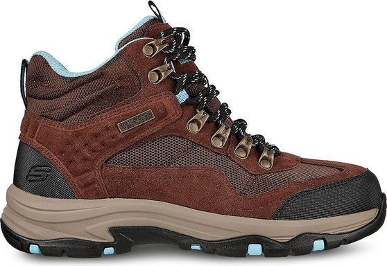 Brązowe buty trekkingowe Skechers sznurowane z płaską podeszwą