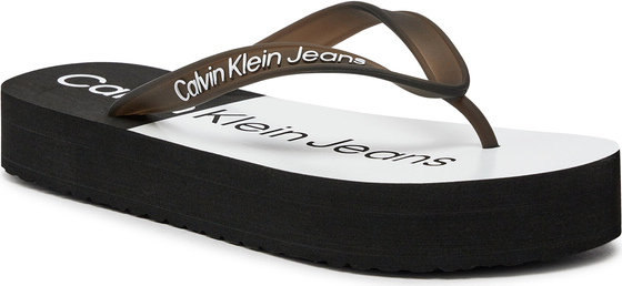 Brązowe klapki Calvin Klein na platformie