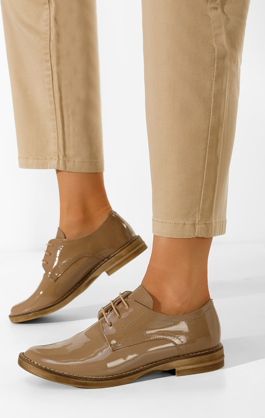 Brązowe półbuty Zapatos w stylu casual sznurowane ze skóry