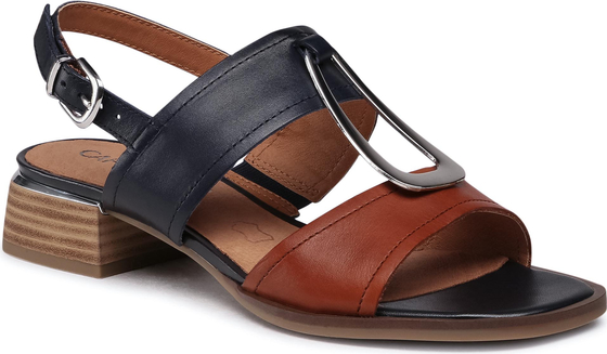 Brązowe sandały Caprice ze skóry w stylu casual z klamrami