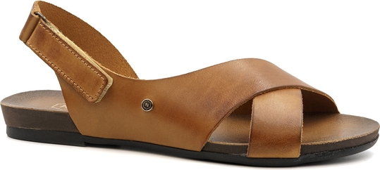Brązowe sandały Nescior w stylu casual z płaską podeszwą ze skóry