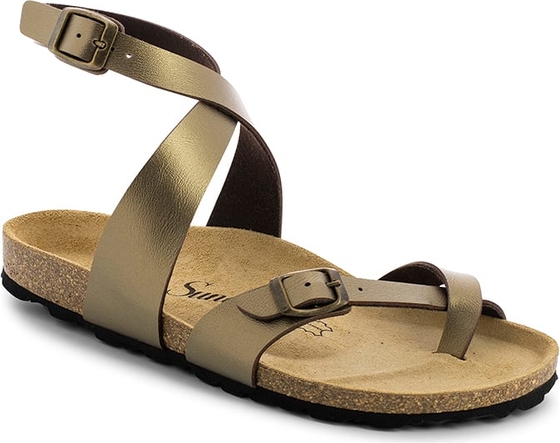 Brązowe sandały Sunbay z płaską podeszwą z klamrami