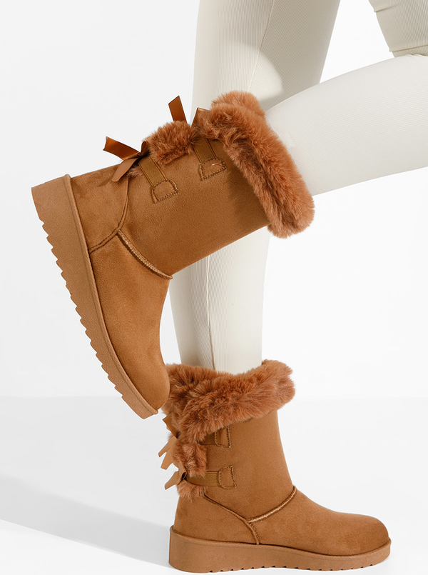 Brązowe śniegowce Zapatos z płaską podeszwą