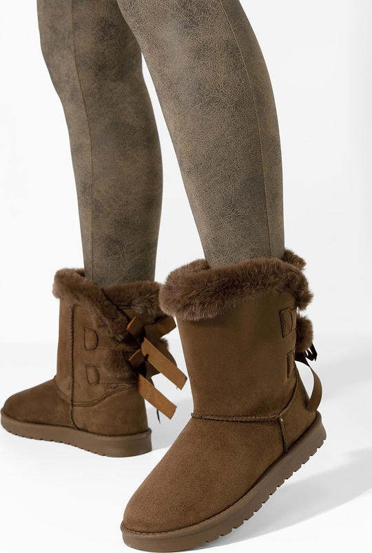 Brązowe śniegowce Zapatos z płaską podeszwą sznurowane