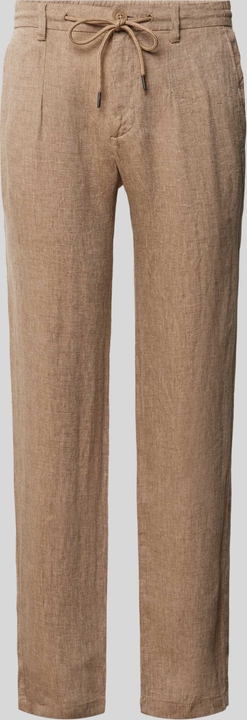 Brązowe spodnie Bruun & Stengade z lnu w stylu casual
