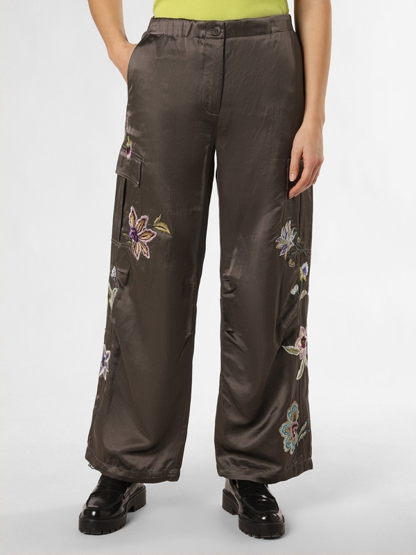 Brązowe spodnie Cambio z tkaniny w stylu retro