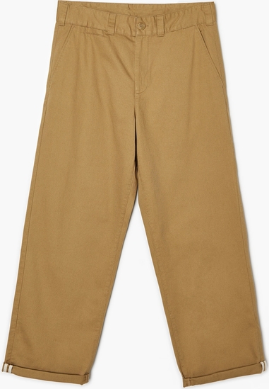 Brązowe spodnie Cropp z tkaniny w stylu casual