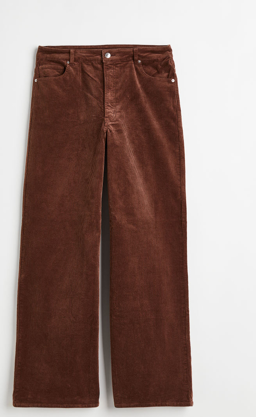 Brązowe spodnie H & M w stylu retro ze sztruksu