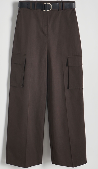 Brązowe spodnie Reserved w stylu retro z bawełny
