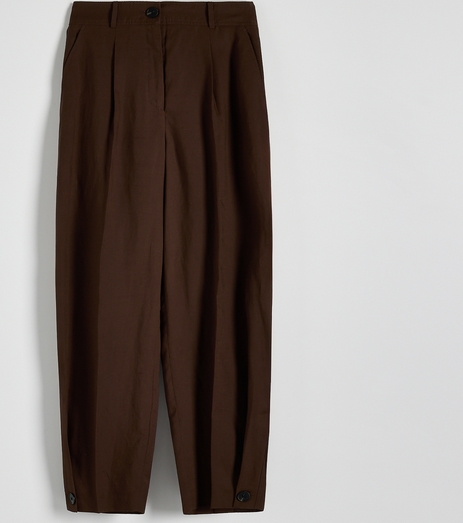 Brązowe spodnie Reserved w stylu retro z lnu
