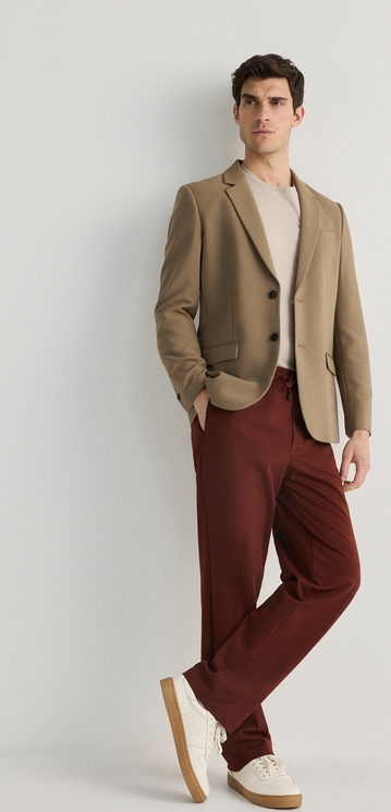 Brązowe spodnie Reserved z bawełny w stylu casual