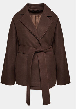 Brązowy płaszcz Gina Tricot w stylu casual bez kaptura krótki