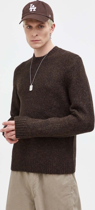 Brązowy sweter Abercrombie & Fitch z okrągłym dekoltem w stylu casual