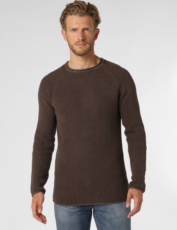Brązowy sweter Aygill`s w stylu casual z okrągłym dekoltem