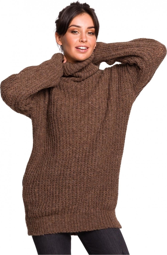 Brązowy sweter Be Knit z wełny