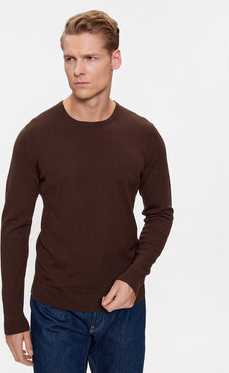 Brązowy sweter Calvin Klein z okrągłym dekoltem