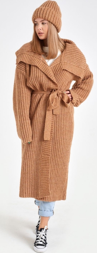Brązowy sweter Chiara Wear w stylu casual z wełny