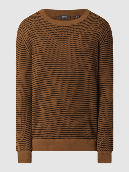 Brązowy sweter Esprit z okrągłym dekoltem w stylu casual