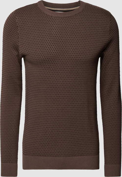 Brązowy sweter Jack & Jones w stylu casual z okrągłym dekoltem
