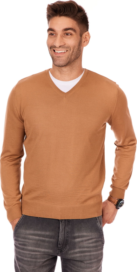 Brązowy sweter Lanieri Fashion z wełny