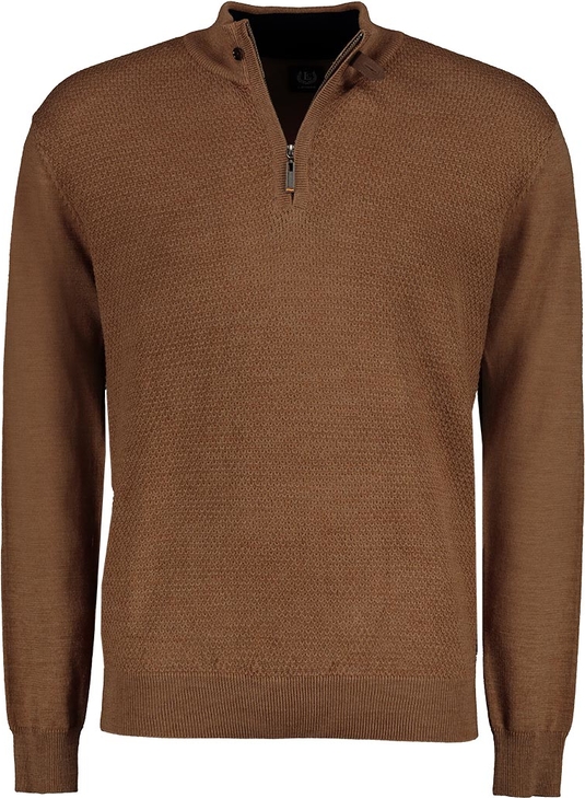 Brązowy sweter Lavard ze skóry ekologicznej w stylu casual