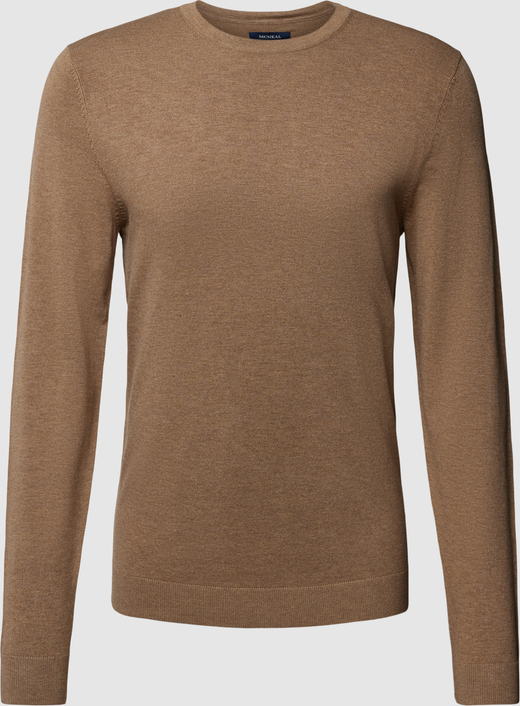 Brązowy sweter McNeal w stylu casual z okrągłym dekoltem