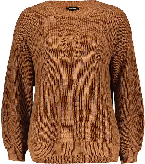 Brązowy sweter More & More w stylu casual z bawełny