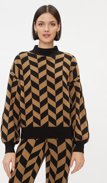 Brązowy sweter Only w geometryczne wzory