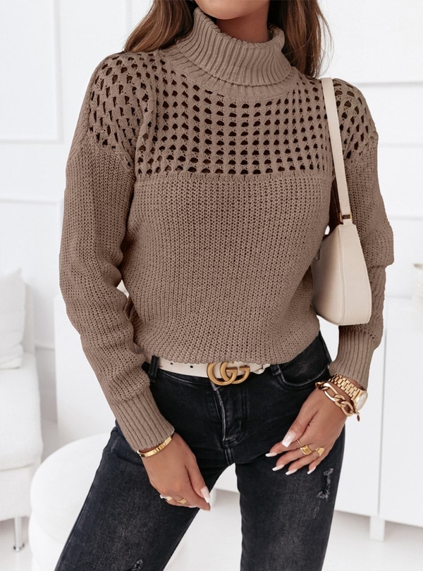 Brązowy sweter Pakuten w stylu casual