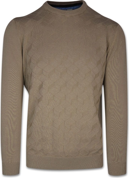 Brązowy sweter Quickside z bawełny z okrągłym dekoltem