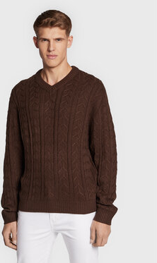 Brązowy sweter Redefined Rebel z okrągłym dekoltem