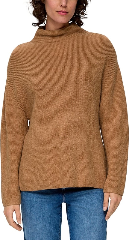 Brązowy sweter S.Oliver z bawełny w stylu casual