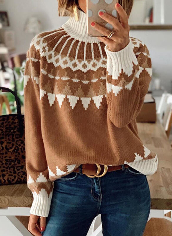Brązowy sweter Sandbella w stylu casual