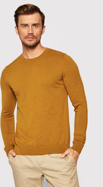 Brązowy sweter Selected Homme z okrągłym dekoltem w stylu casual