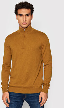 Brązowy sweter Selected Homme ze stójką w stylu casual