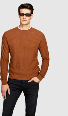 Brązowy sweter Sisley z okrągłym dekoltem w stylu casual