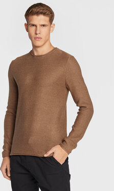 Brązowy sweter Solid w stylu casual