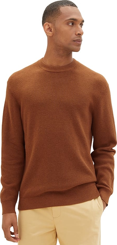 Brązowy sweter Tom Tailor w stylu casual z okrągłym dekoltem