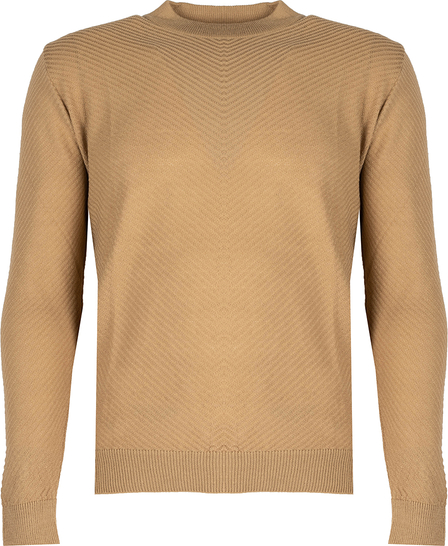 Brązowy sweter ubierzsie.com z dzianiny w stylu casual