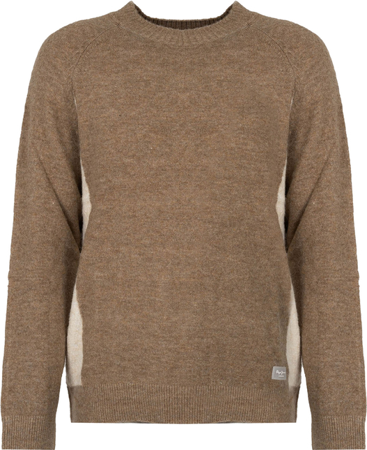 Brązowy sweter ubierzsie.com z okrągłym dekoltem w stylu casual