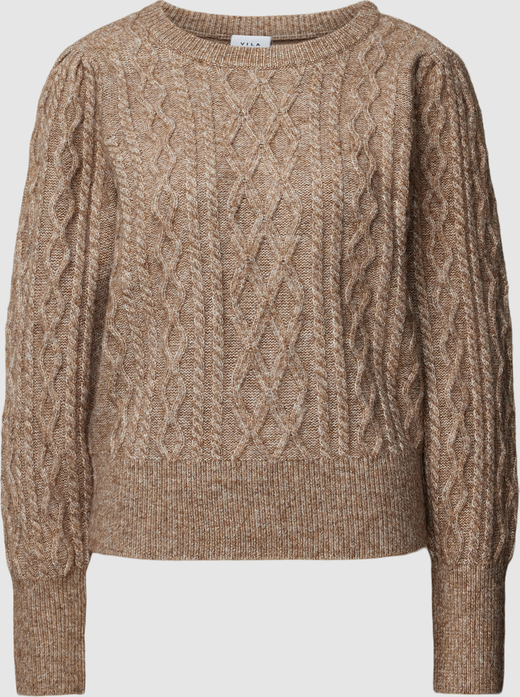 Brązowy sweter Vila z bawełny w stylu casual