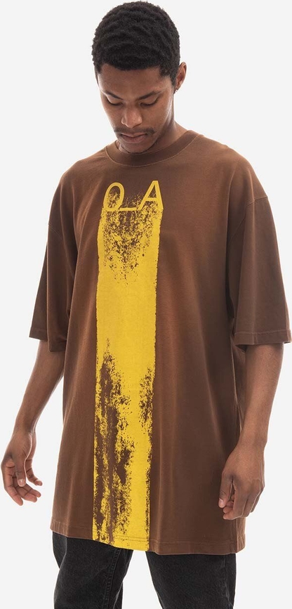 Brązowy t-shirt A-cold-wall* z krótkim rękawem z nadrukiem z bawełny