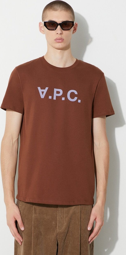Brązowy t-shirt A.P.C. z bawełny